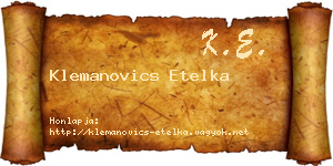 Klemanovics Etelka névjegykártya